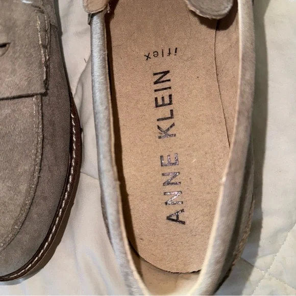 Anne Klein Women’s Taupe Suede Slip-On Loafers - Picture 2 of 6